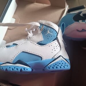Jordan Kids White and Blue Sneakers